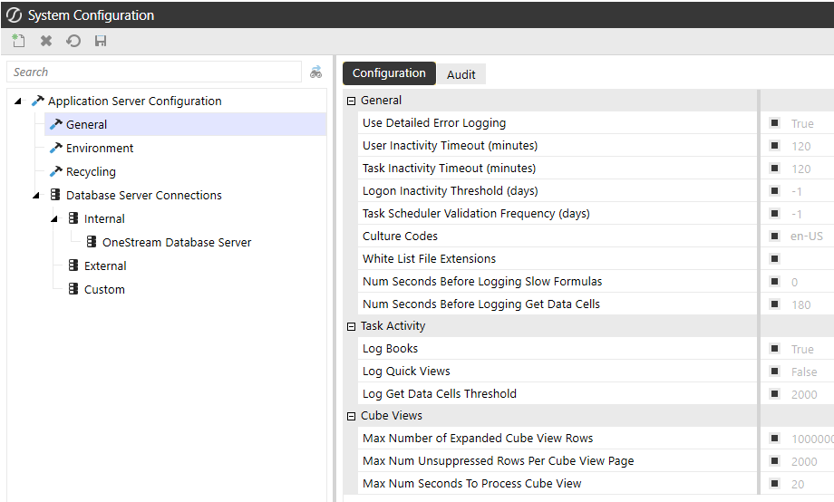 General configuration settings